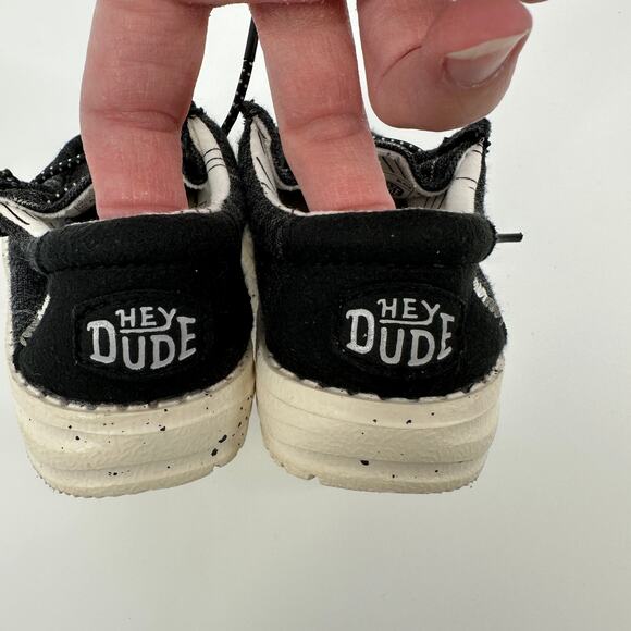 Hey Dude Wally Toddler Stretch Black White Slip On Lightweight Sneaker K7 - Picture 9 of 11